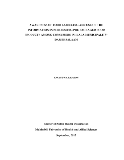 AWARENESS OF FOOD LABELLING AND USE OF THE