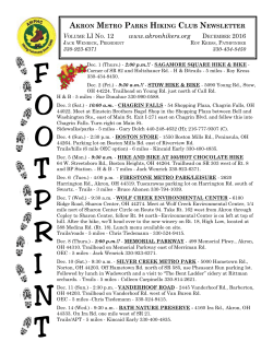 December 2016 Footprint - Akron Metro Parks Hiking Club