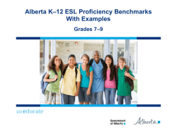 Alberta K–12 ESL Proficiency Benchmarks With