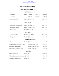 QUESTION PATTERN ENGLISH PAPER I