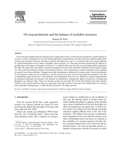 On crop production and the balance of available resources