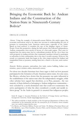Bringing the Economic Back In: Andean Indians and the