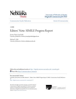 Editors` Note: SIMILE Progress Report