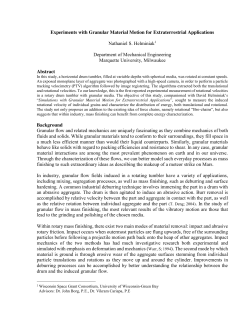 Experiments with Granular Material Motion for Extraterrestrial