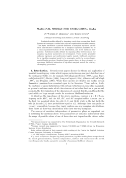 MARGINAL MODELS FOR CATEGORICAL DATA By Wicher P