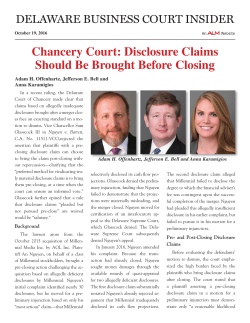 Chancery Court: Disclosure Claims Should Be Brought Before Closing
