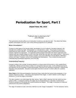 Periodization for Sport, Part I