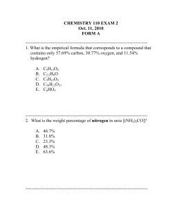 CHEMISTRY 110 EXAM 2 Oct. 11, 2010 FORM A