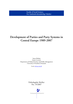 Development of Parties and Party Systems in Central Europe