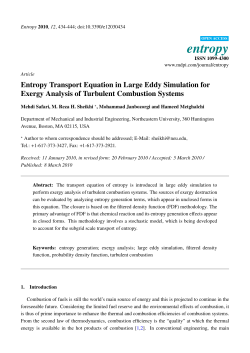 Entropy Transport Equation in Large Eddy Simulation for Exergy