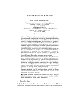 Indexed Induction-Recursion Peter Dybjeri and Anton Setzer2 1
