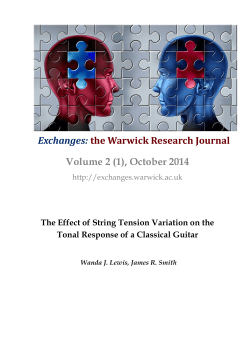 October 2014 Exchanges: the Warwick Research Journal