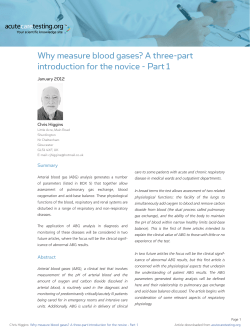 Why measure blood gases? A three-part introduction for the novice