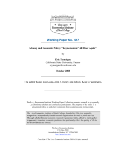 Minsky and Economic Policy: "Keynesianism" all over again