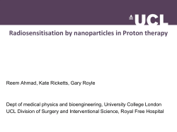 Radiosensitisation by nanoparticles in Proton therapy