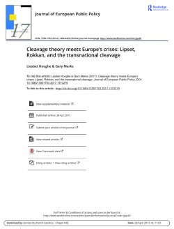 Cleavage theory meets Europe`s crises: Lipset