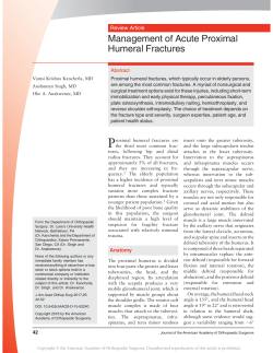 Management of Proximal Humerus Fractures
