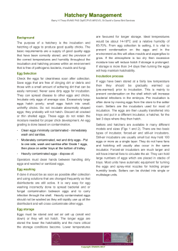 Hatchery Management Hatchery Management
