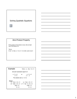 Solving Quadratic Equations Zero