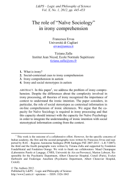 The role of &ldquo;Na&iuml;ve Sociology&rdquo; in irony comprehension