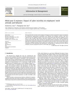 Mind your E-manners: Impact of cyber incivility on employees` work