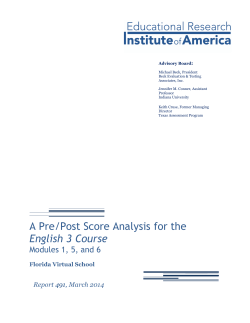 A Pre/Post Score Analysis for the English 3 Course