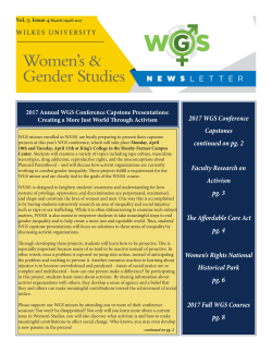 2017 WGS Conference Capstones continued on pg. 2 Faculty