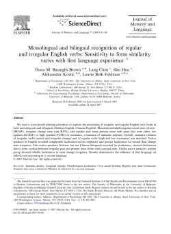 Monolingual and bilingual recognition of regular and irregular