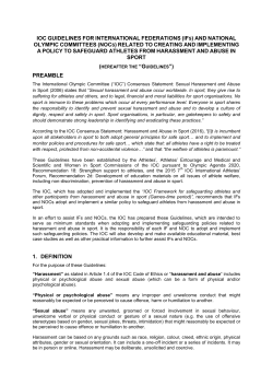 IOC GUIDELINES FOR INTERNATIONAL FEDERATIONS (IF S