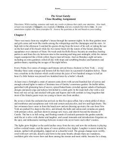 The Great Gatsby Close Reading Assignment Chapter 3