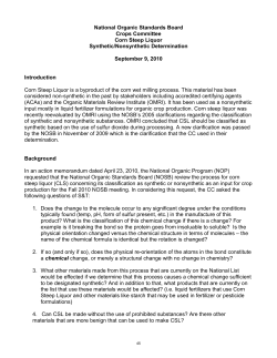 National Organic Standards Board Crops Committee Corn
