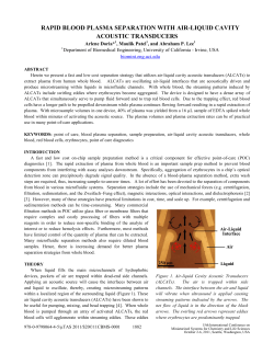 RAPID BLOOD PLASMA SEPARATION WITH AIR