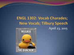 ENGL 1302 New Vocab, Charades, Tilbury Speech