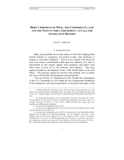 Direct Shipment of Wine, the Commerce Clause and the Twenty