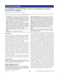 An Investigation of Interpretive Bias in Insomnia: An Analog