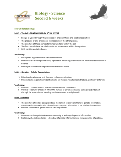 Biology - Science Second 6 weeks