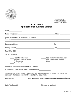CITY OF ORLAND Application for Business License