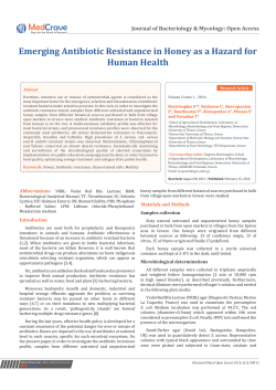 Emerging Antibiotic Resistance in Honey as a Hazard