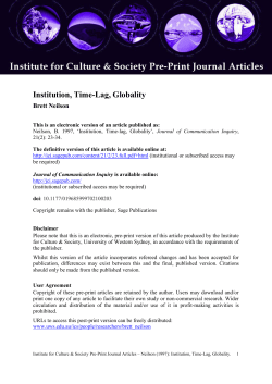 Institution, Time-Lag, Globality