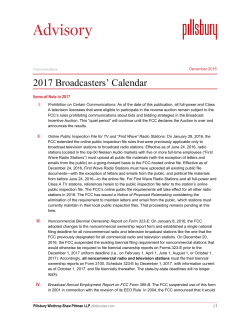 2017 Broadcasters` Calendar - Nebraska Broadcasters Association