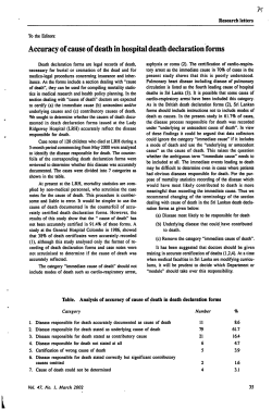 Accuracy of cause of death in hospital death declaration forms