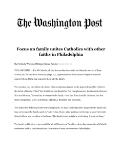 Focus on family unites Catholics with other faiths in Philadelphia