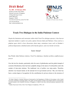 Track-Two Dialogue in the India-Pakistan Context
