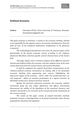 Artificial Economy - Journal of Knowledge Management, Economics
