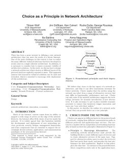 Choice as a Principle in Network Architecture Tilman Wolf