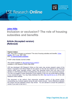 Inclusion or exclusion? The role of housing subsidies and benefits