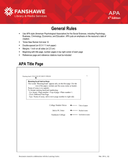 APA Citation - Fanshawe College Library