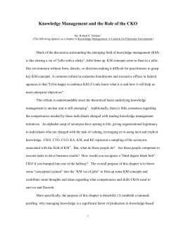 Knowledge Management and the Role of the CKO