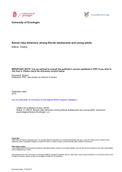 University of Groningen Sexual risky behaviour among Slovak