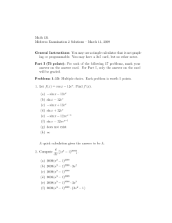 Math 131 Midterm Examination 2 Solutions &ndash; March 13, 2009